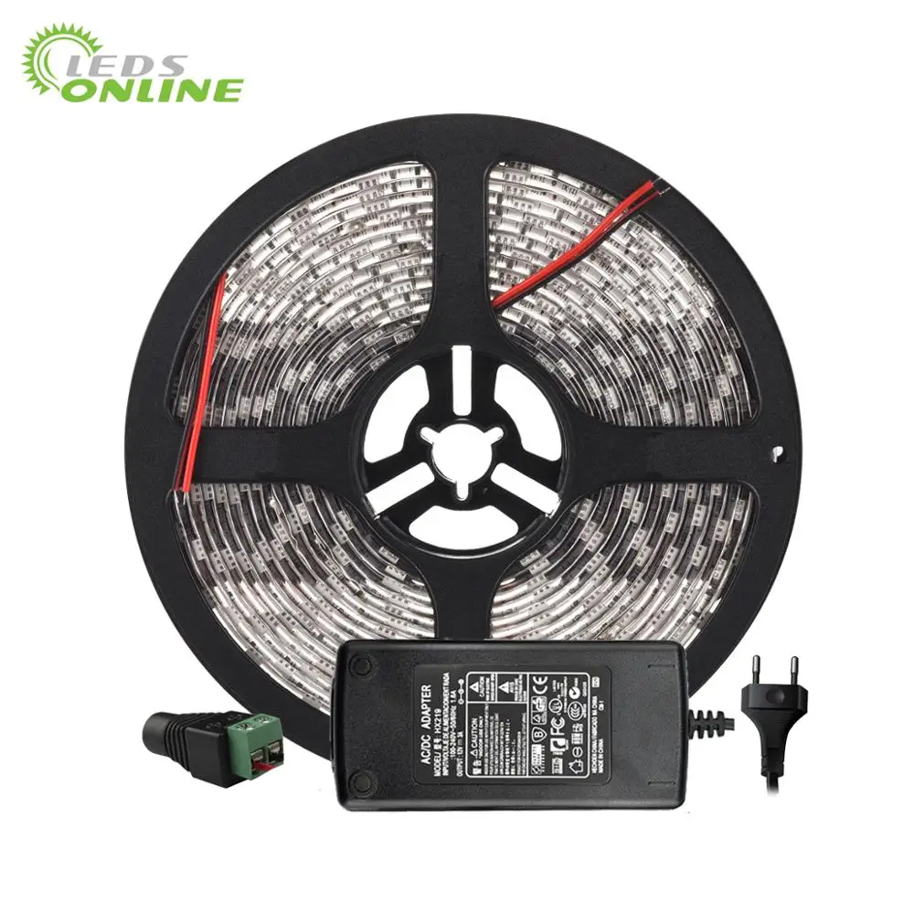 

Promotion waterproof led strip with driver SMD3528 5M 120leds/m DC12V/4A Flexible saving lighting string ribbon kit