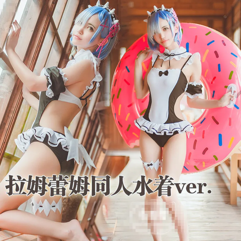 Re Zero Kara Hajimeru Isekai Seikatsu ram u Цельный купальник Remu REM парики женский для девочек