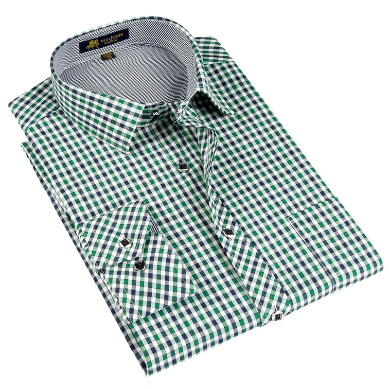 

Men's Contrast Color Patchwork Plaid Casual Shirts New Arrival Men's Formal Business Dress Shirts Fashion Design Round Hem