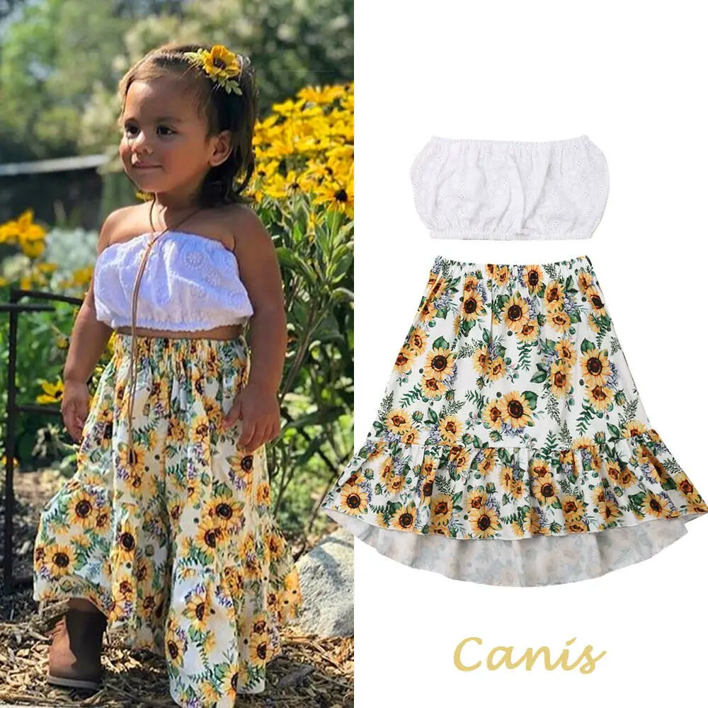 

Pudcoco 2019 Summer Green Toddler Kids Baby Girl Infant Clothes Vest Crop Tops Skater Skirt Briefs Pineapple Outfits Set