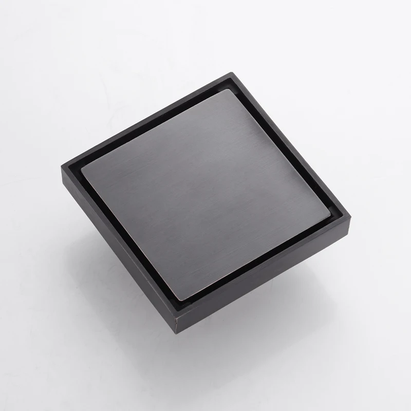 Floor Drain Anti-odor Black Brass Bathroom Balcony Shower Drain Strainer Cover Square Hidden Tile Insert Floor Waste Grates