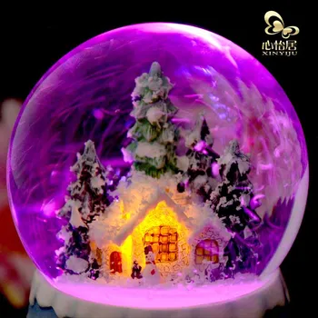

Rotary snow crystal ball Christmas Music Box Music Box Sky City creative birthday gift to send girls to children