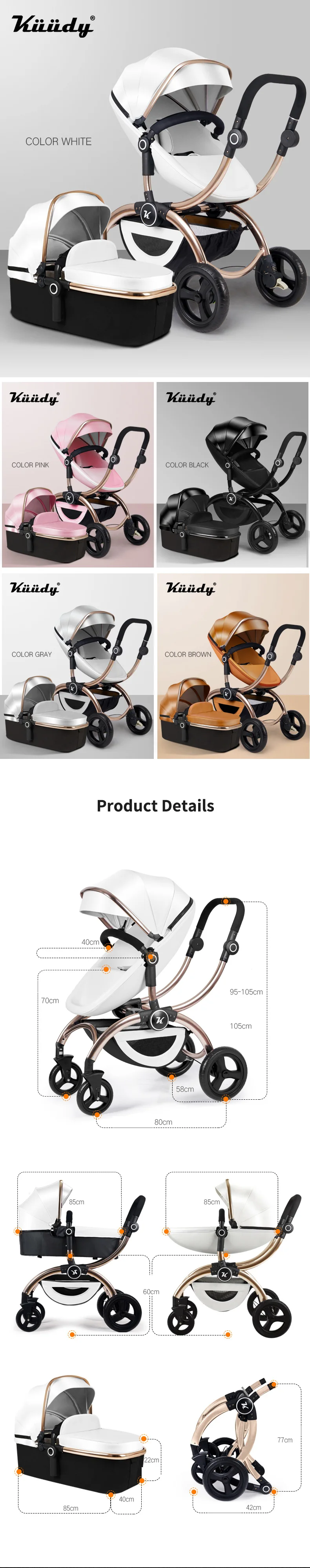Babyfond Роскошная 3 в 1 детская коляска с высоким пейзажем, двусторонняя коляска для новорожденных, европейский дизайн