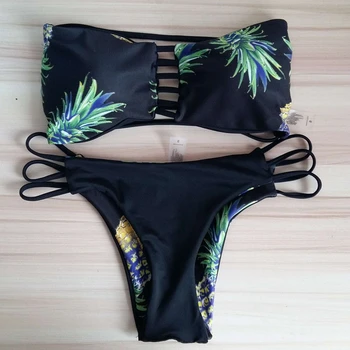 

Bikini Set 2018 Cute Women Pineapple Printed Swimsuit Bandage Beachwear Triangle Swimwear Female Bathing Suit Maillot De Bain