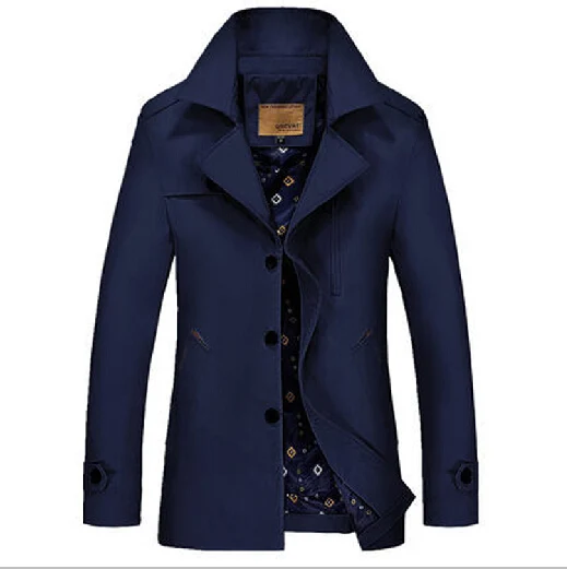 Тренч, мужское длинное осеннее корейское модное тонкое длинное пальто, мужское тонкое пальто, однотонная ветровка, куртка, пальто, 4 цвета - Цвет: as picture 2
