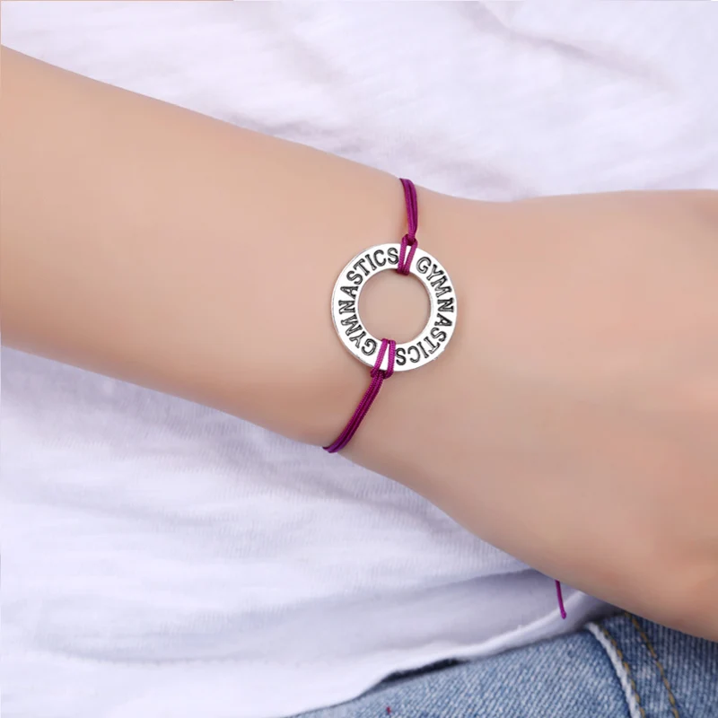 

Gymnastics Sports Charms Bracelets Baseball Softball Football Key Adjustable Handmade Jewelry Women Boys Girl Best Friend Gift