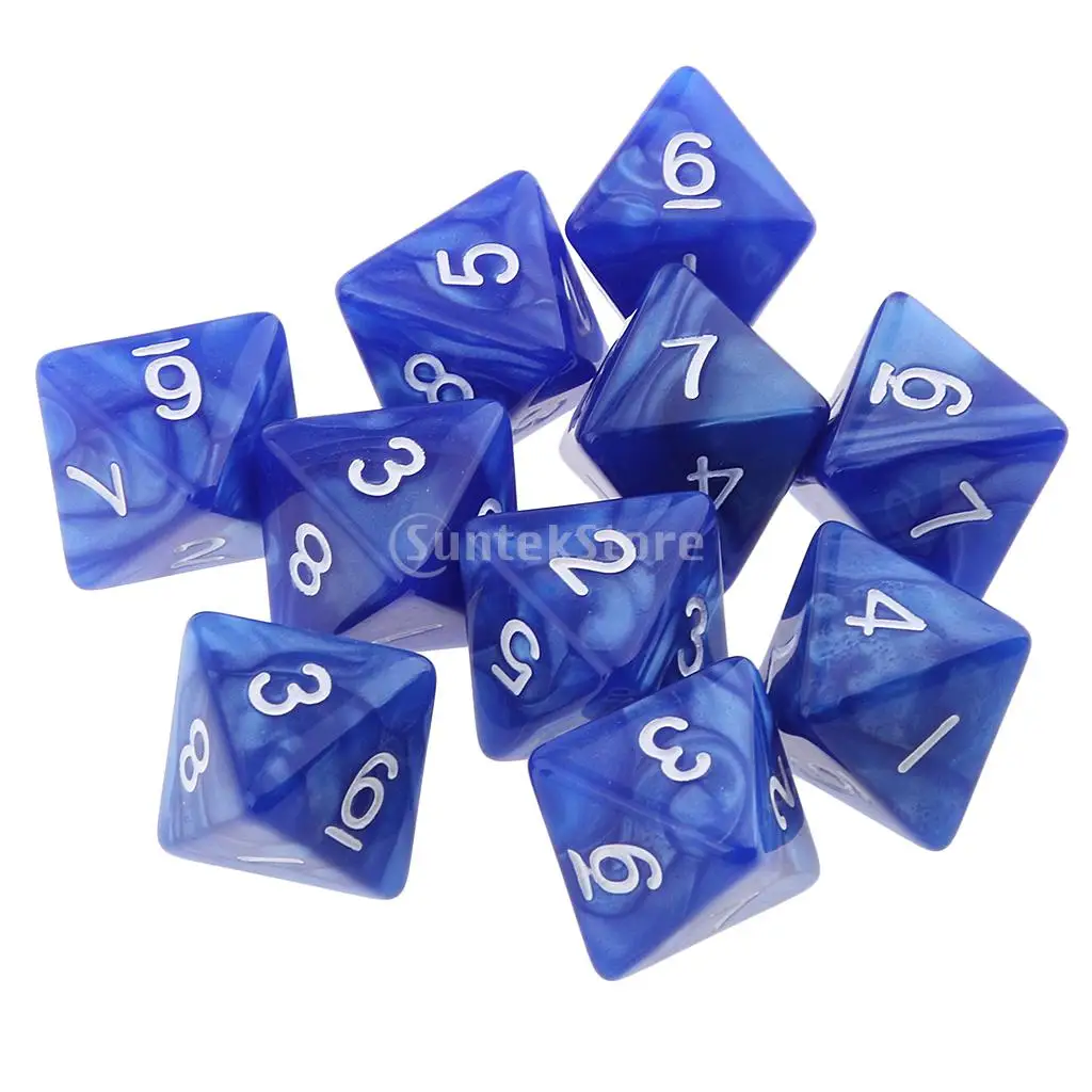 8 Sided Dice D8 Polyhedral Dice 10pcs for Dungeons and Dragons Table Games