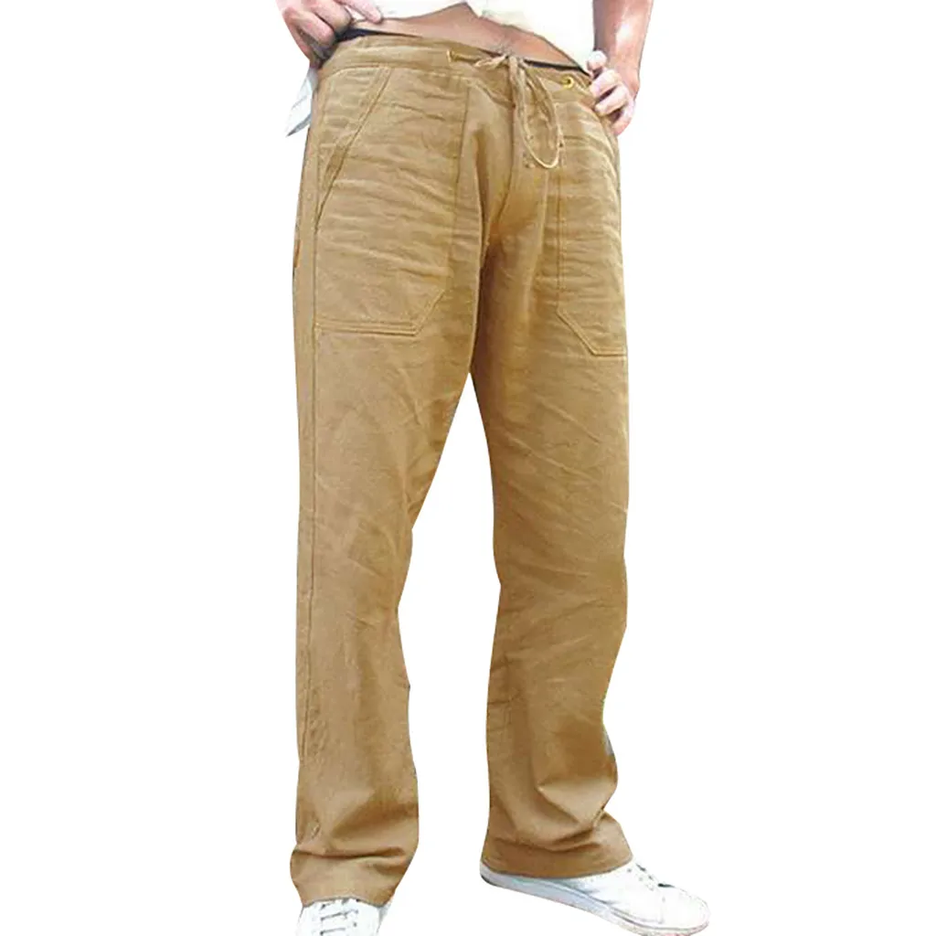 Плюс размеры 5XL дышащие для мужчин свободные летние хлопковые брюки карман джоггеры Удобные однотонные мотобрюки трек Pantalones Hombre 3