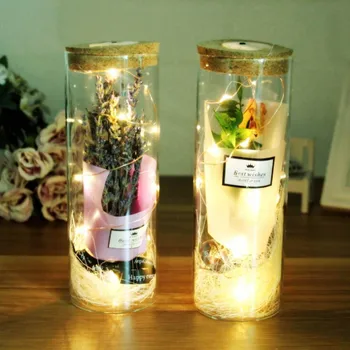 

Glass Cover Artificial Rose Flower Bouquet Wishing Bottle Fresh Preserved Lavender Flower for Wedding Party Valentine's Day Gift