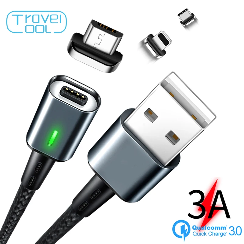 

Travelcool Micro USB Huawei Magnet USB Charging Cable for IPhone Samsung XiaoMi 3A Fast Charging Type C Magnet Charger USB Cable