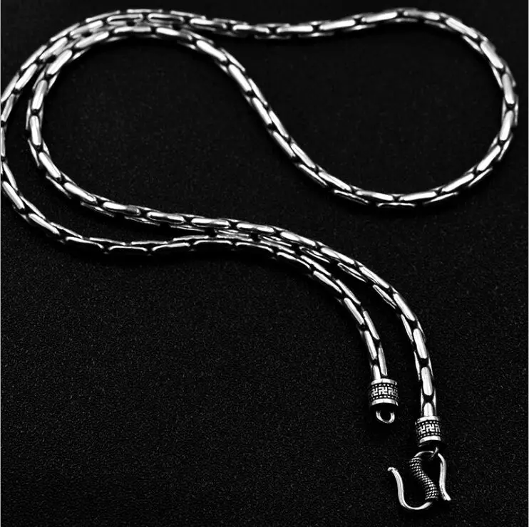 

S999 pure silver Thai silver retro men cross snake bone chain couple models clavicle chain solid personalized fashion ne