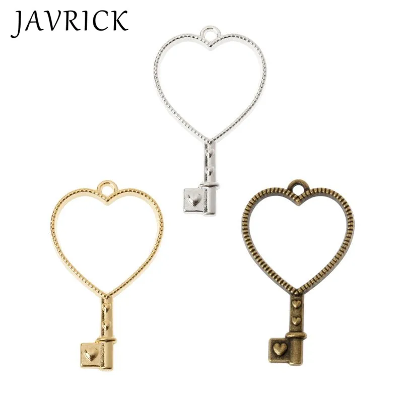 

10Pcs Heart Key Pendant Press Flower UV Resin Blank Frame Bezel Jewelry Making