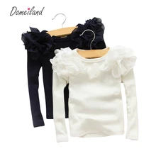 2017 Spring Fashion New domeiland Baby Girls Clothing Cute Lace Long Floral Sleeve Blouse Ruffle Blouse Tops