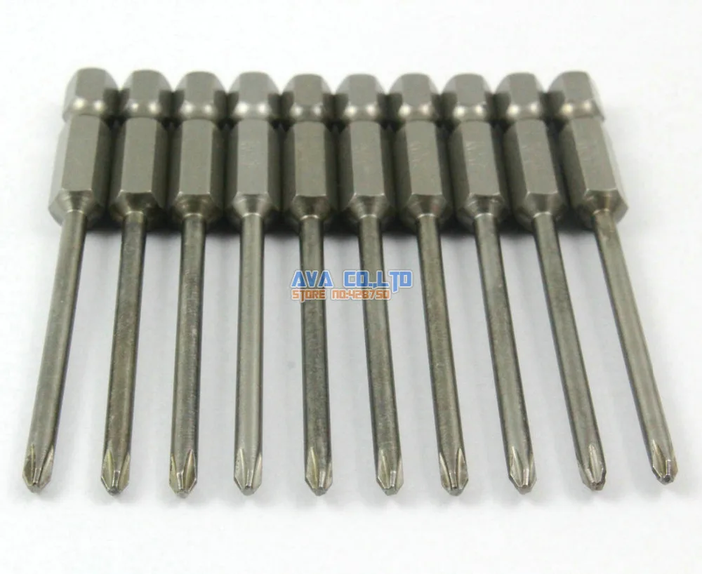 

10 Pieces Magnetic Phillips Screwdriver Bit S2 Steel 1/4" Hex Shank 75mm Long 3mm Diameter PH1 (75mm x 3mm x PH1)