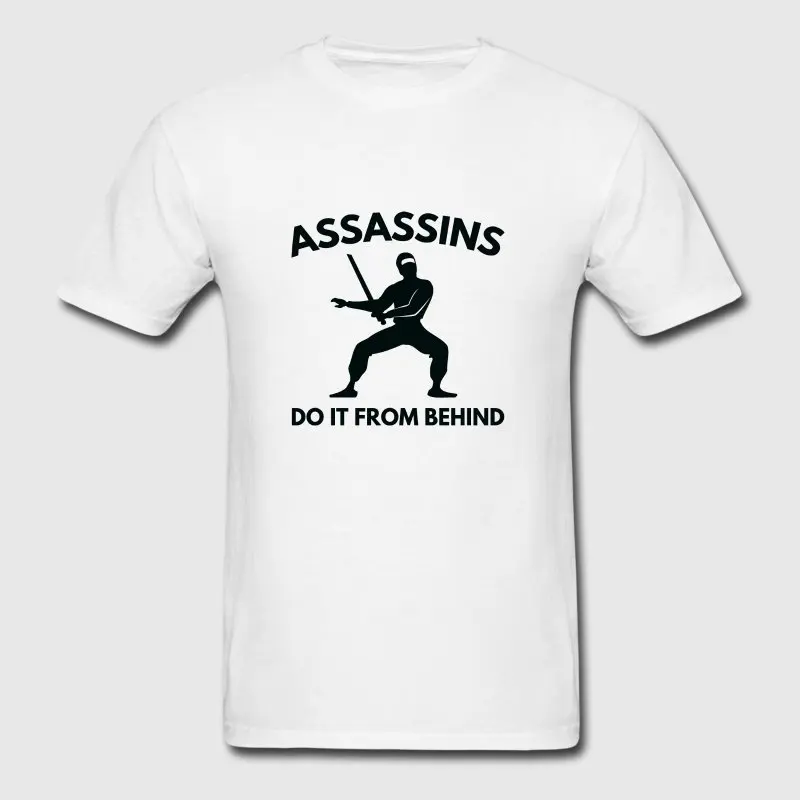 Юмор Для мужчин футболка интересные Assassins сделать это из за футболки Формальные