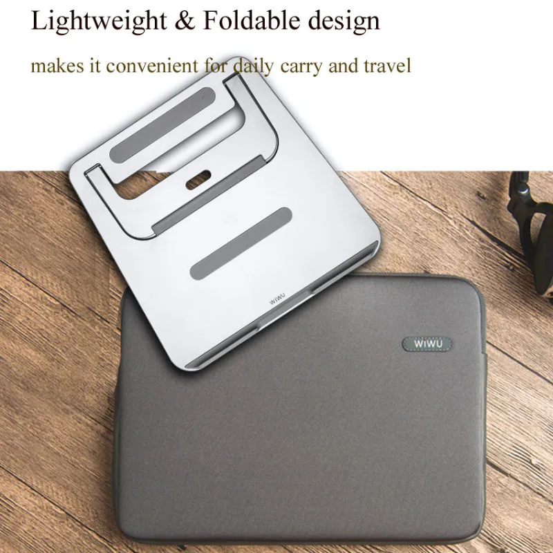 WIWU Universal Aluminum Laptop Stand Adjustable Cooling Cooler Desk Pad Desktop Holder Bracket For Macbook Air/Pro Notebook
