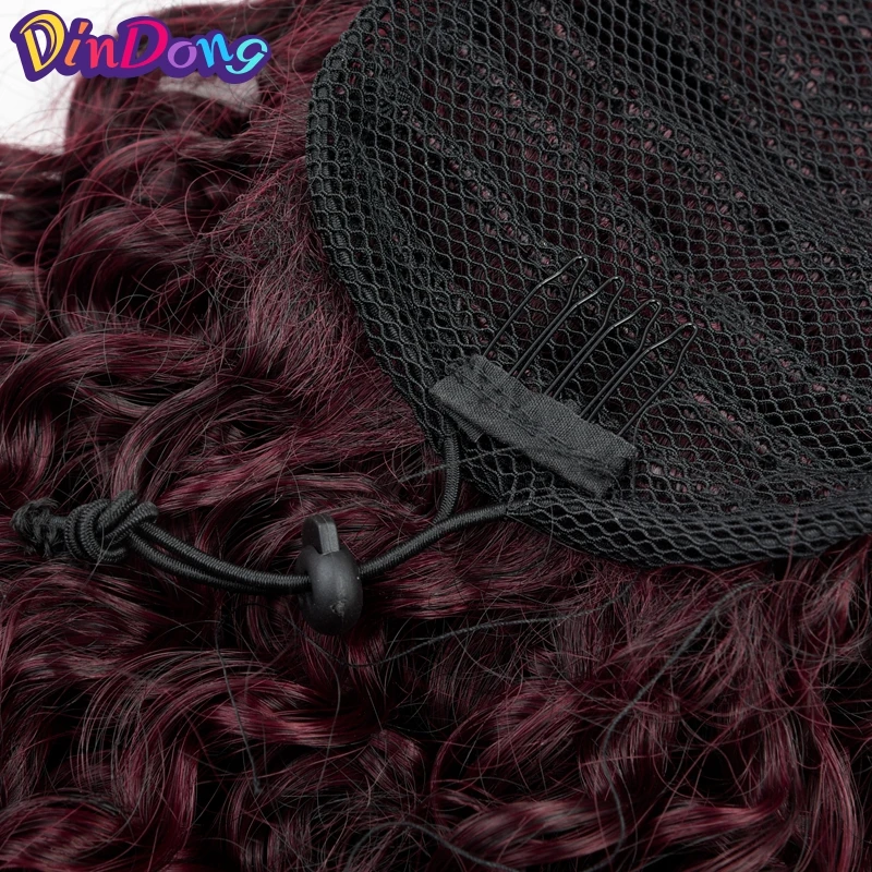 Rabo de Cavalo Sintético de Rabo de Cavalo Extensões de Cabelo Dindong Encaracolado ''puff Afro Clipe Sintético de 120 g - Pacote Envoltório Africano Americano 18 15 Cheap Rabos de cavalo sintético