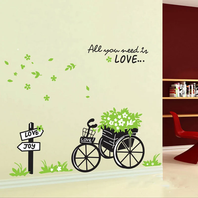 Романтический цветок велосипед стикер на стены Любовь спальня гостиная фон украшение дома Наклейка s на стену росписи художественные наклейки плакат