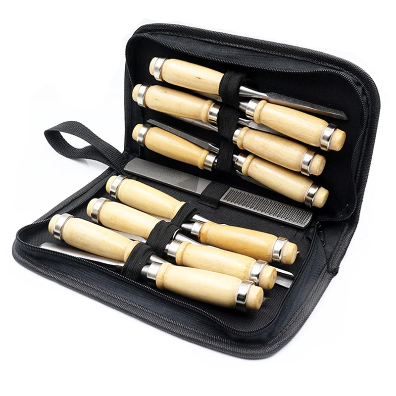 12pcs/set Carving knife set with storage bag wood Carving knife tools