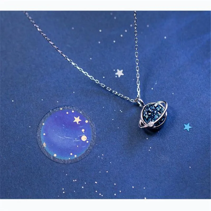 

New Popular 925 Silver Space Inspiration Planet Shape Exquisite Design Pendant Necklace Trend Women's Necklace