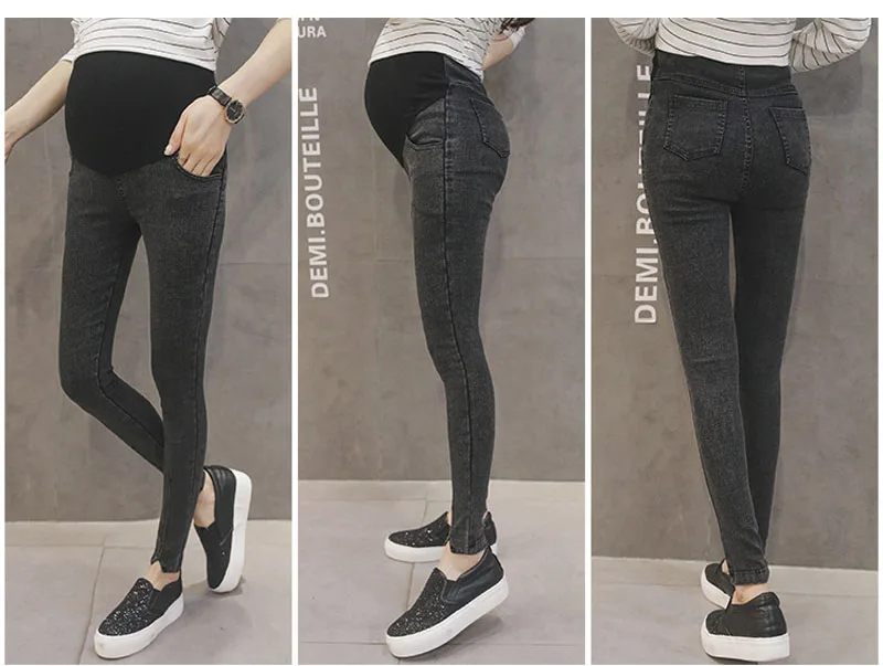 Calças para Grávida Calças de Maternidade Roupas Femininas Cintura Elástica Gravidez Abdominal Calça Jeans Stretch Leggings Roupas Maternidad 4 Calças e capris