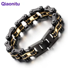 16 мм тяжелый! Топ Дизайн для мальчиков мужской золотой велосипедный браслет 316L из нержавеющей стали черный двигатель Мотоцикл Байкер звено браслеты браслет
