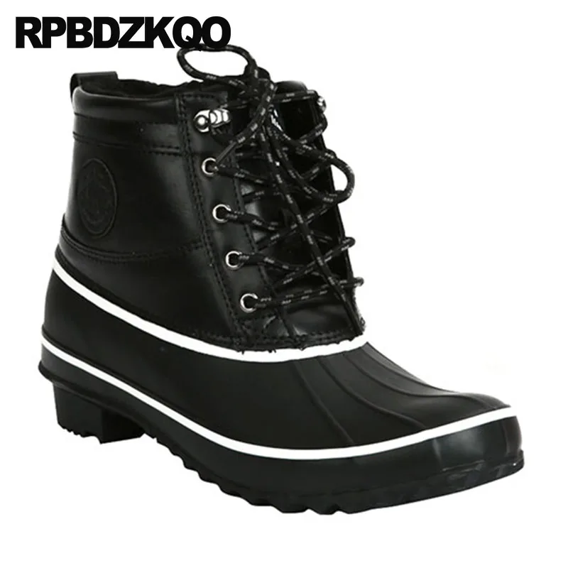 Prova Borracha Sintetica Tamanho Confortável Mais Masculino Castanho Caloroso Booties Sapatos Amarrar D'água Calçado marrom Tornozelo À Mens Preto Inverno 2018 Pvc Casual Pele De Alto Botas Chuva Curto Chunky Topo d17Xqgwx7