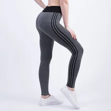 Quick Dry Women Breathable Fitness Leggings Pants Female High Waist Elastic Striped Leggings Workout Sporting Leggins