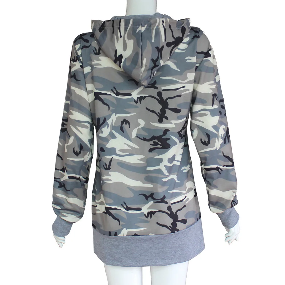  Free Ostrich Womens Camouflage Printing Pocket Hoodie Sweatshirt Hooded Pullover Tops female Sweats