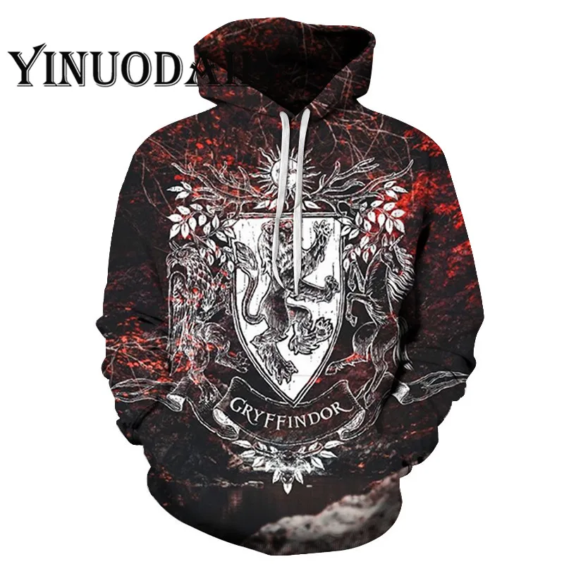 

Wizardry 3D Printed Hoodie with Pocket Ravenclaw Gryffindor for Sweatshirt Hip Hop Hoodies Men Harri Potter Harajuku Top