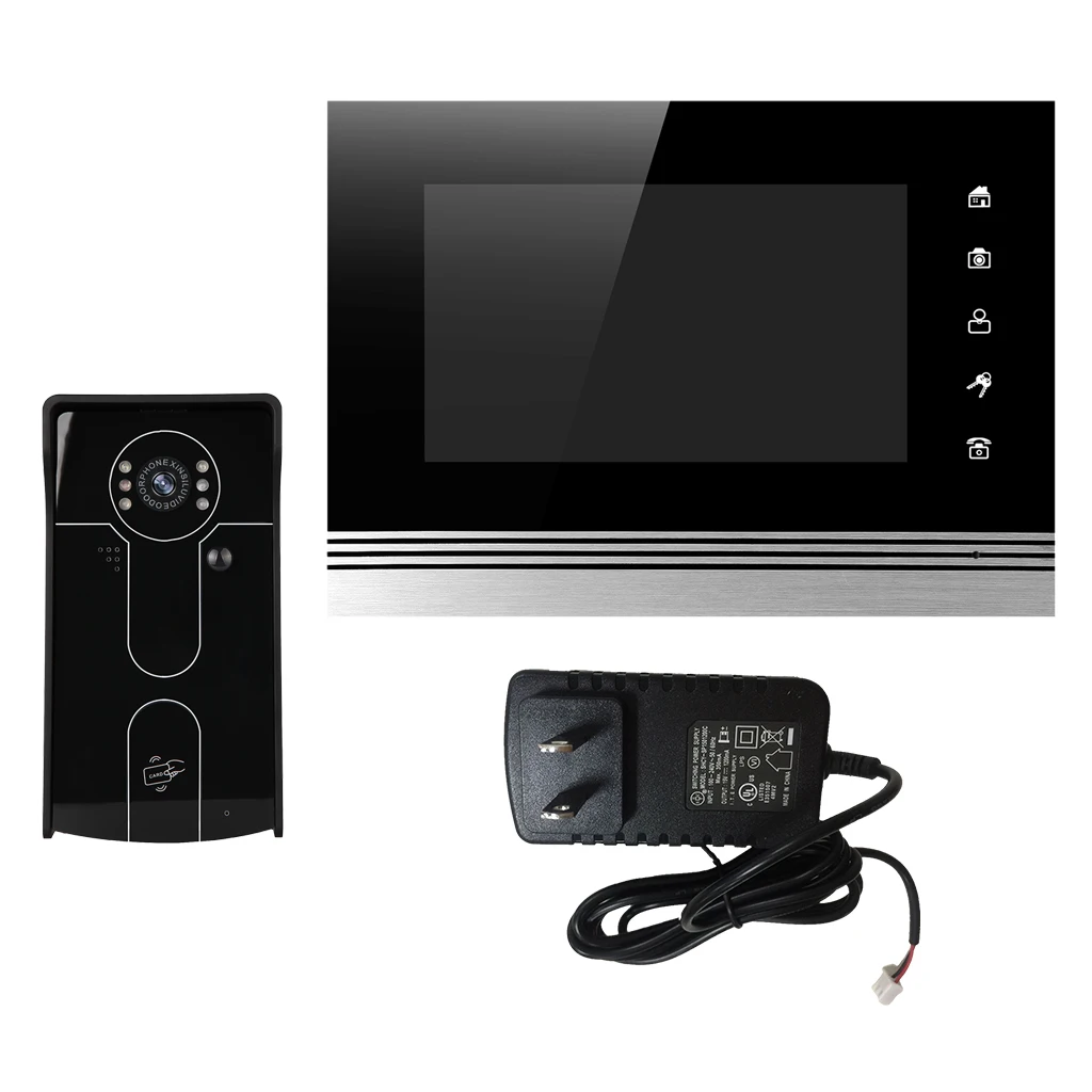 

Wired 7 Inch LCD Video Door Phone Doorbell Home Intercom System ID Card Unlock IR Night Vision Camera 1-Monitor US Plug