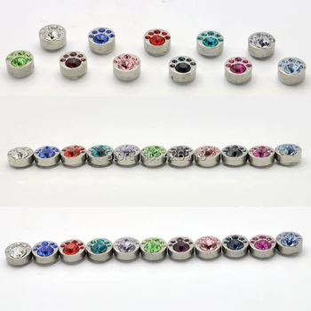 

8mm Diameter No pierced Round palm Pattern Austrian Crystal titanium steel Men Women stud magnetic earrings 11 colors