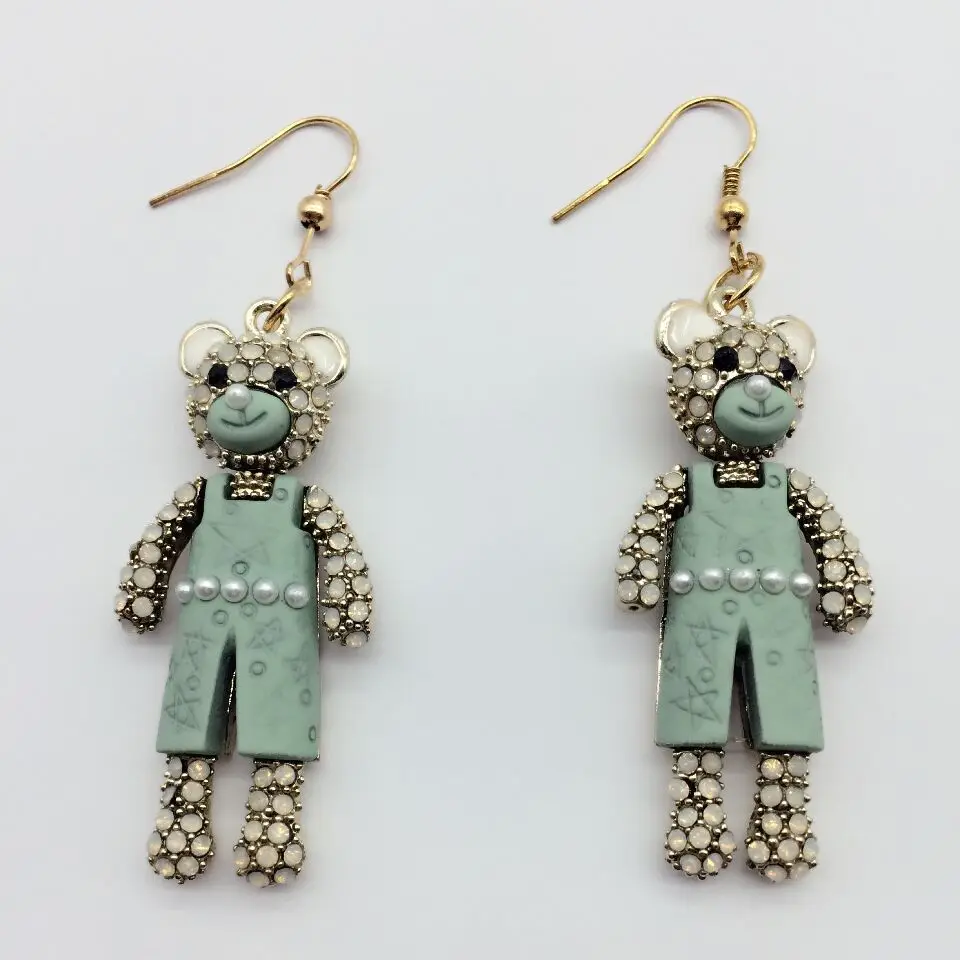 Новейший дизайн кристалл заявление Мишка со стразами ювелирные изделия серьги винтажные женские