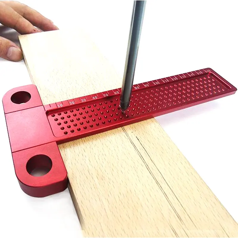 

Woodworking Scriber T-type Ruler 160mm Hole Scribing Gauge Aluminum Alloy Crossed Feet Measuring Tool