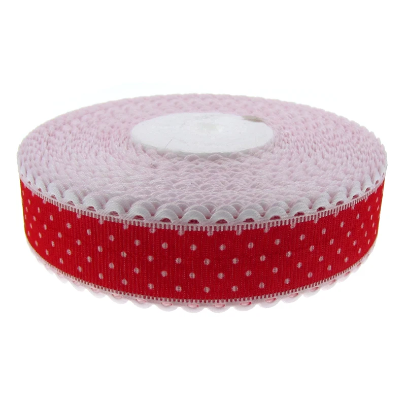 20yards 1" Printed Dot Lace Ribbons Fabric Trim Ribbon For Craft