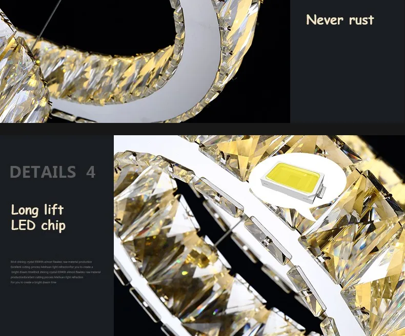 Современная люстра светодиодный Кристалл кольцо «подсвечник» кристалл светильник Подвеска Lumiere светодиодный светильник в форме круга лампа
