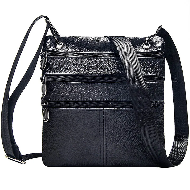 FONMOR, новинка, Мужская однотонная сумка-мессенджер из натуральной кожи, винтажные маленькие сумки через плечо, натуральная кожа, сумка на плечо для мужчин - Цвет: Black
