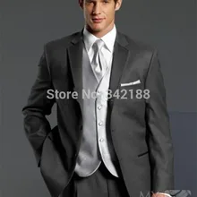 Заказ жених смокинги темно-серый нотч дружки мужские свадебные костюмы жених( куртка+ брюки+ галстук+ жилет) мы