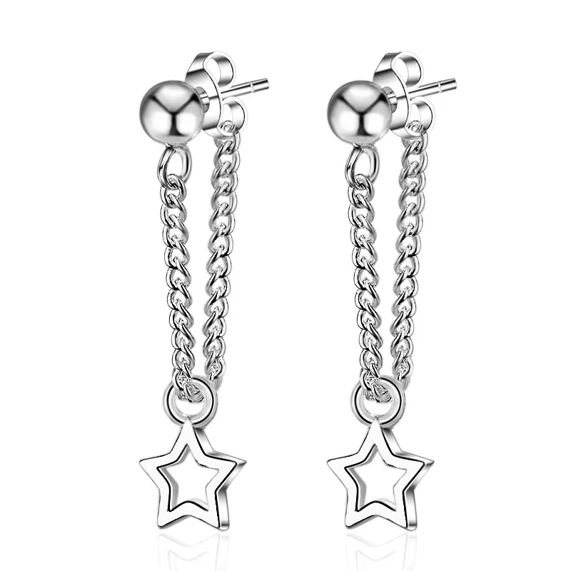 

New arrival 925 sterling silver fashion tassels star women Christmas gift ladies`stud earrings jewelry Anti allergy wholesale