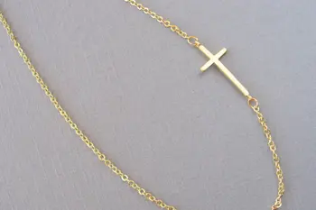 

Wholesale Trendy Sideways Cross Necklace Women Celebrity Inspired Statement Necklace Women