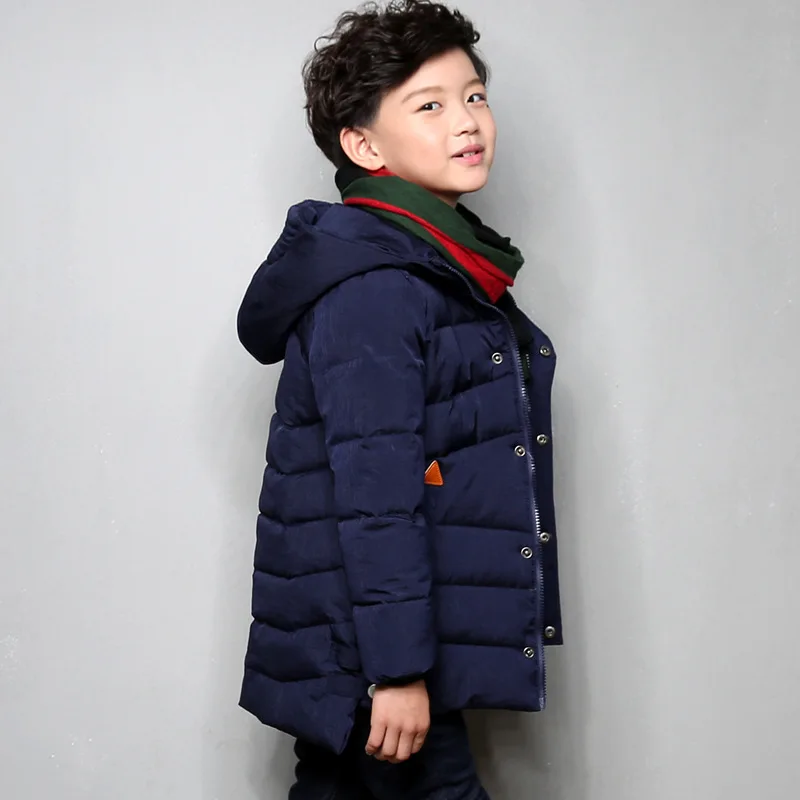 Зимняя куртка для мальчиков; одежда для детей; хлопковая куртка для мальчиков; теплое плотное зимнее пальто для мальчиков; детская зимняя куртка с хлопковой подкладкой и капюшоном - Цвет: navy blue