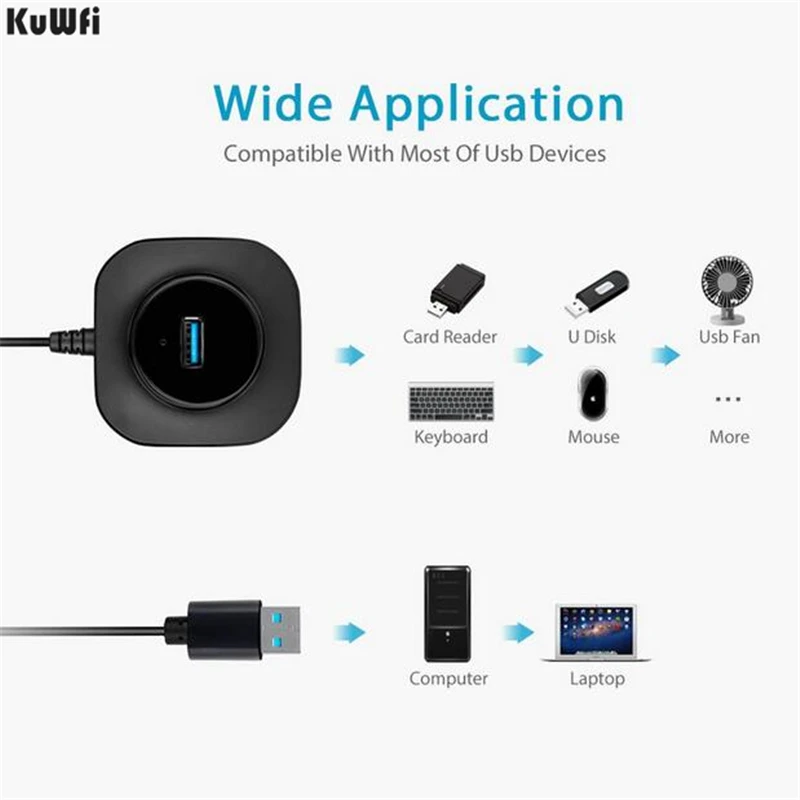 KuWFi USB концентратор многопортовый usb-адаптер 3,0 гнездо для зарядки Micro USB 2,0 концентратор внешний 4 порта для компьютера аксессуары ПК ноутбук huawei