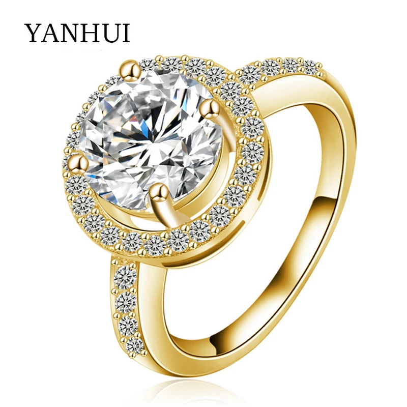 yanhui luxury 2 carat simulated diamant engagement rings jewelry pure solid gold color wedding rings for - 2 Carat Wedding Ring yanhui luxury 2 carat simulated diamant engagement rings jewelry pure solid gold color wedding rings for - 2 Carat Wedding Ring