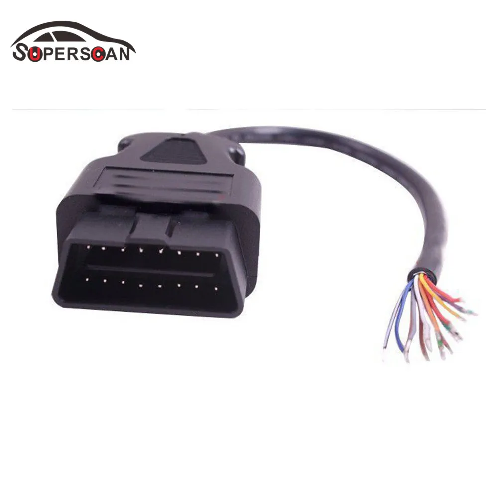 OBD2 16pin Male Connector to Open OBD Cable Extension cables 60cm OBDII