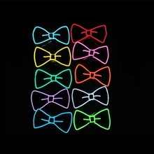 Дизайн стильный красочный мигающий светильник светодиодный неоновый галстук-бабочка лимонно-зеленый светящийся EL галстук-бабочка с проводом для вечернего декора