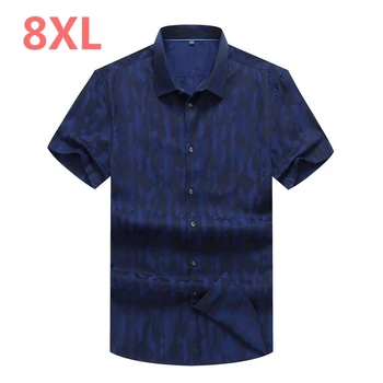 

Plus 10XL 8XL 6XL 5XL 2018 new summer men shirt casual men's shirt short sleeve thin breathable loose blue shirts men clothes