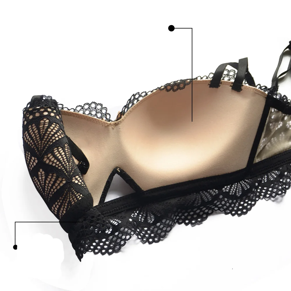 Хит, элегантный роскошный прозрачный бесшовный комплект с бюстгальтером для женщин, чашечки 1/2, кружевной пуш-ап, сексуальный комплект нижнего белья, 4 цвета, бюстгальтер и трусики