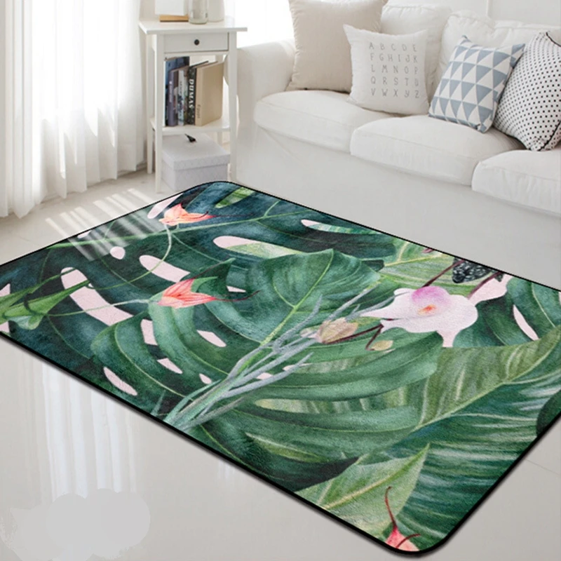 Тропические Зеленые растения, толстый ковер, ковер в скандинавском стиле для гостиной, спальни, Декор, Прямоугольный Диван, для детской комнаты, коврики