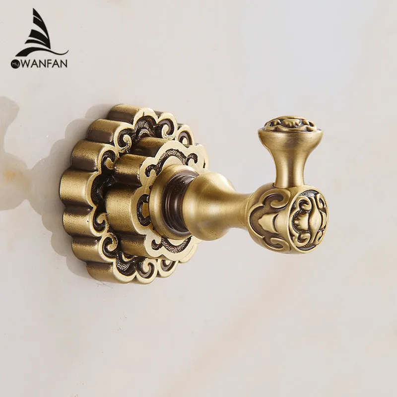 Antique Brass Wall Mount Bathroom Single Robe Coat Hat Towel Hanger Hook
