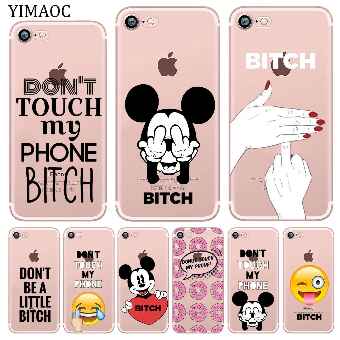 

YIMAOC Bitch Don't touch my phone Soft Silicone Phone Shell Case for iPhone XR X XS 11 Pro Max 5 5S SE 6 6S 7 8 Plus 10 Cover